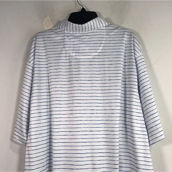 Greg Norman Striped Short Sleeve Polo, Men's Size XL - White/Multi